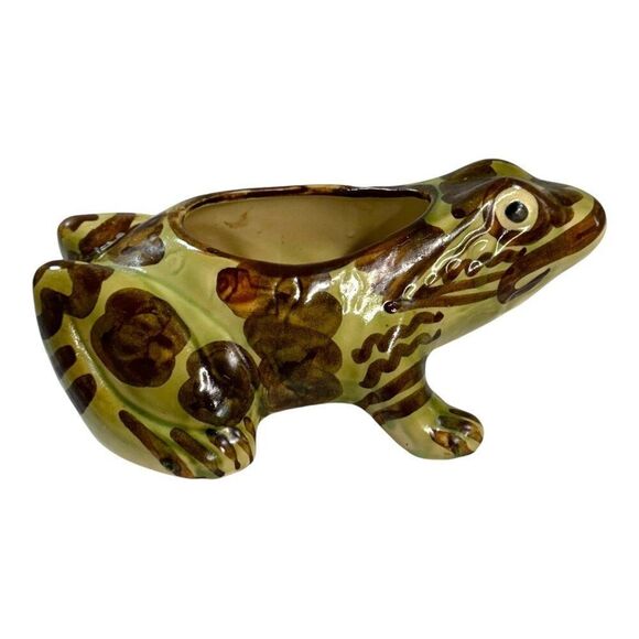 Vintage Brush McCoy Pottery Frog Planter Hand-Painted Garden Decor Amphibian Pot - Picture 3 of 7